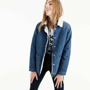J Crew Sherpa Lined Denim Jacket XS